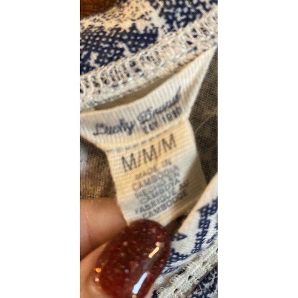 Lucky Brand Aztec Blue/White Swing Tank Sz M Boho - Picture 6 of 7
